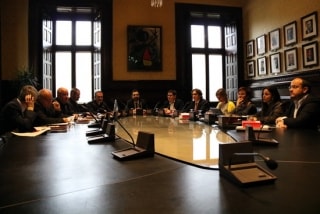 Imatge de la reunió de la Mesa del Parlament