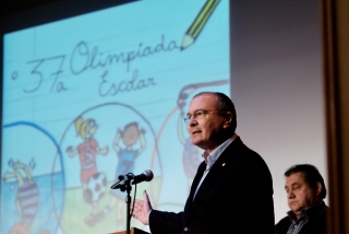 L&#039;alcalde de Reus, Carles Pellicer, durant la presentació de la 37a Olimpiada Escolar, l&#039;any passat