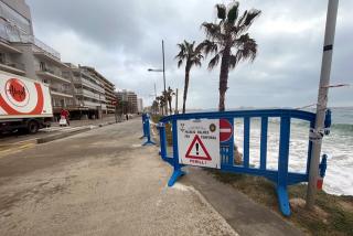 Tanques instal·lades al passeig marítim de Calonge, alertant del perill. Uns senyals que s&#039;han repetit a tot el litoral el català
