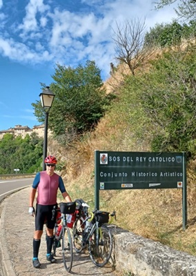 ciclista Camí de Santiago parada