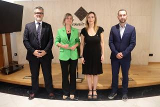 L&#039;alcaldessa de Reus, Sandra Guaita, acompanyada dels regidors Manel Muñoz, Noemí Llauradó i Daniel Rubio, en la presentació dels pressupostos per al 2024
