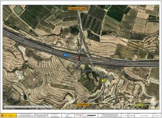 Mapa del punt de l&#039;AP-2 on el Ministeri de Transports construirà un nou enllaç a Castelldans