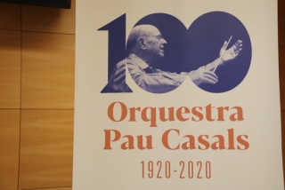 Imatge del logotip que s&#039;ha creat per commemorar el centenari de l&#039;Orquestra Pau Casals