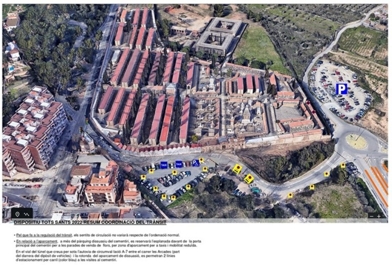Dispositiu especial de trànsit i pàrquing dissuasiu al voltant del Cementiri de Tarragona per Tots Sants