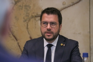 El president del Govern, Pere Aragonès, en la primera reunió del consell executiu després de vacances