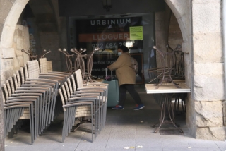 Imatge d&#039;una terrassa plegada d&#039;un bar de Girona, aquest divendres 16 d&#039;octubre de 2020