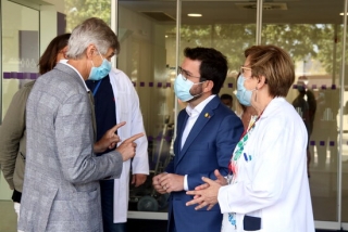 El president Aragonès i el conseller de Salut, Josep Maria Argimon, s&#039;han reunit aquest diumenge amb treballadors de l&#039;Hospital Universitari de Bellvitge, l&#039;11 de juliol del 2021