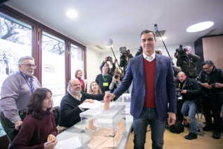 Pedro Sánchez, votant en la jornada electoral d&#039;aquest 10-N