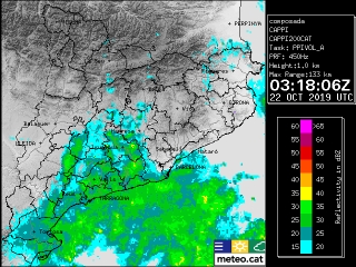 Primeres precipitacions d&#039;aquesta matinada a la meitat sud del litoral i prelitoral. Amb el pas de les hores guanyaran extensió i intensitat