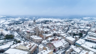 Vista general de la nevada a Santa Coloma de Queralt (Baixa Segarra)