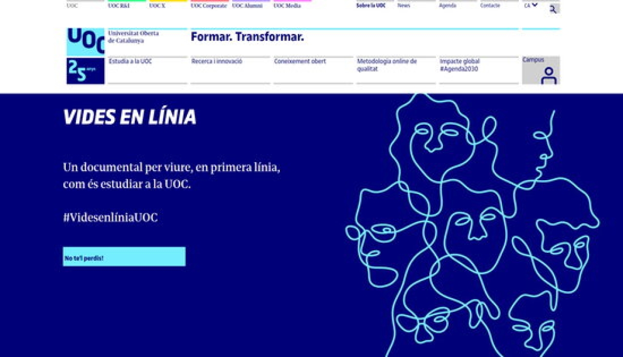 Imatge del web de la Universitat Oberta de Catalunya (UOC), el 2 de gener de 2022