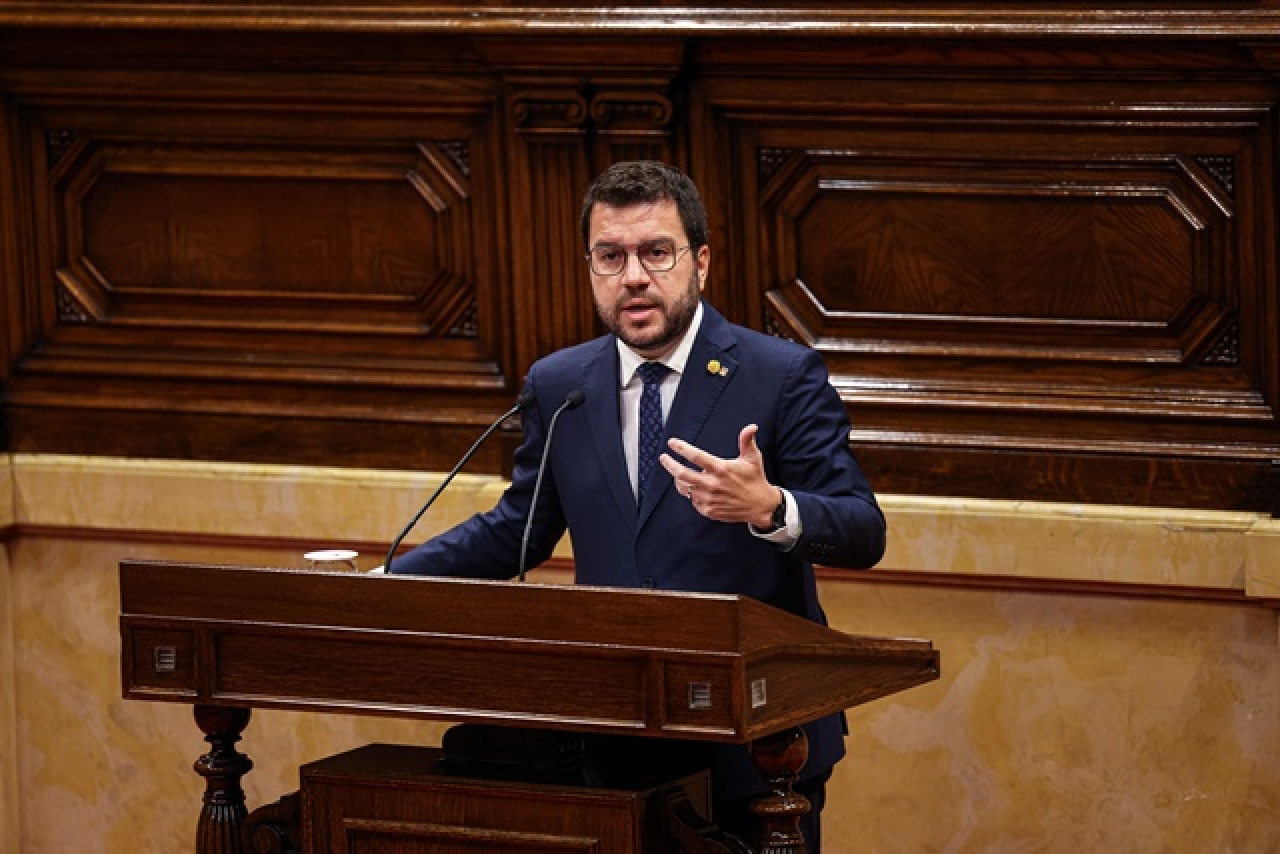 El president de la Generalitat, Pere Aragonès, al debat de política general al Parlament