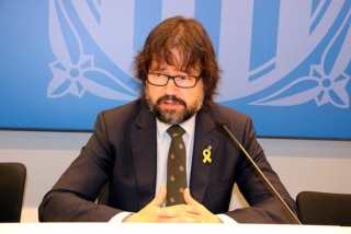 El secretari d&#039;Infraestructures i Mobilitat, Ricard Font, atenent la premsa a la delegació del Govern a Lleida