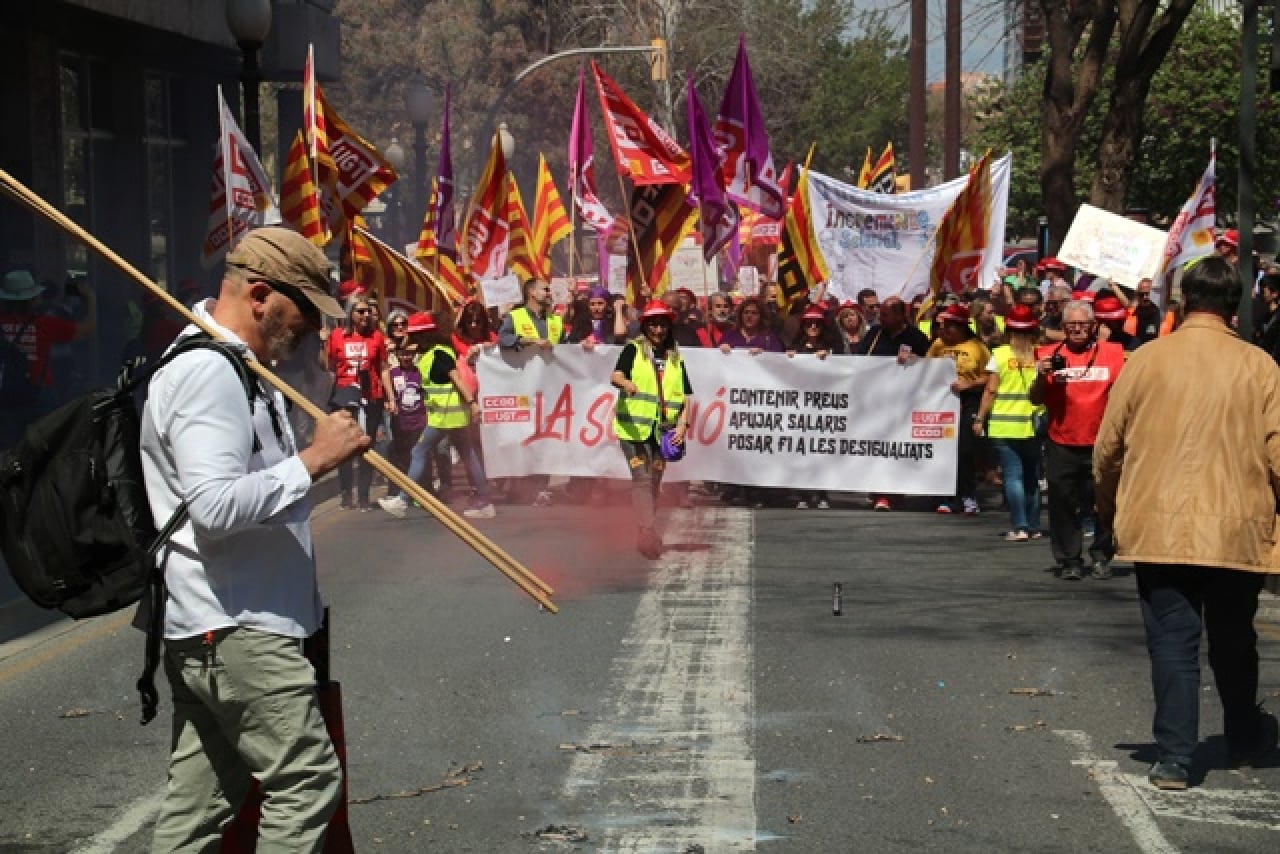 Capçalera de la manifestació sindical de l&#039;1 de maig a Tarragona