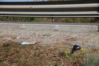Un seient de les dues bicicletes envestides en l&#039;accident mortal a la T-310, entre Montbrió del Camp i Riudoms, el 5 d&#039;agost 