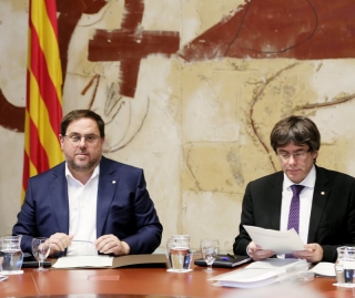 Junqueras i Puigdemont, en una imatge d&#039;arxiu durant un consell executiu