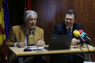 Josep Antoni Belmonte, president de la CEPTA, i Juan Gallardo, cap del gabinet d&#039;estudis, en roda de premsa 