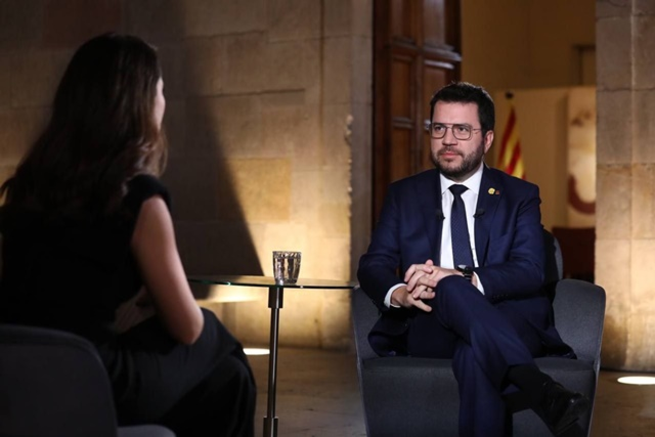El president de la Generalitat, Pere Aragonès, durant l&#039;entrevista a TV3 