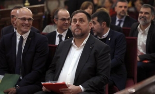 Oriol Junqueras, durant la primera sessió del judici el 12 de febrer del 2019