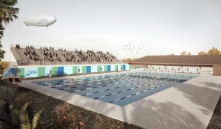 Imatge virtual d&#039;arxiu de la piscina de 50 metres que acollirà les competicions de natació i waterpolo dels Jocs Mediterranis