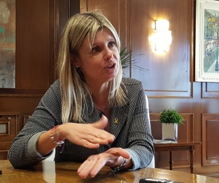 La presidenta de la Diputació de Tarragona, Noemí Llauradó, durant l&#039;entrevista concedida a l&#039;InfoCamp