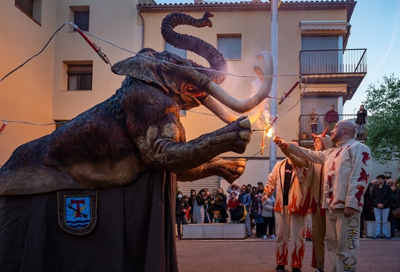 El bateig del Mamut de la Canonja, el nou element de foc de la Colla de Diables de la Canonja, que es va celebrar el dissabte 9 d’abril, va donar inici a la Festa de la Municipalitat
