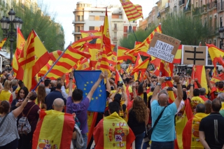 Concentració unionista ahir a la tarda a la plaça de la Font de Tarragona