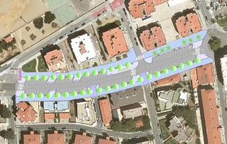 Imatge del tram inclòs en la reforma, que està comprès entre els carrers Vandellòs i Masriudoms