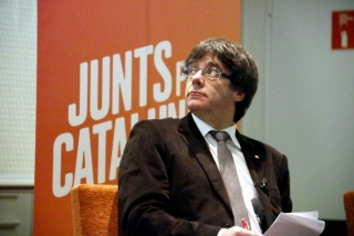 El cap de llista de Junts per Catalunya, Carles Puigdemont, el 15 de desembre, durant un acte sobre el Corredor Mediterrani i infraestructures europees a Brussel·les