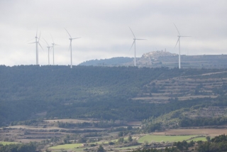 Panoràmica d&#039;aerogeneradors a la Conca de Barberà, d&#039;un parc eòlic ubicat al terme de Conesa, a la Baixa Segarra