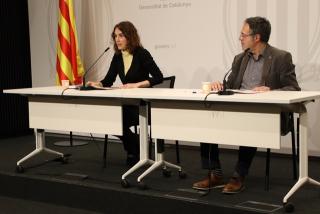 La consellera de Justícia, Gemma Ubasart, i el secretari de Mesures Penals, Amand Calderó, en roda de premsa