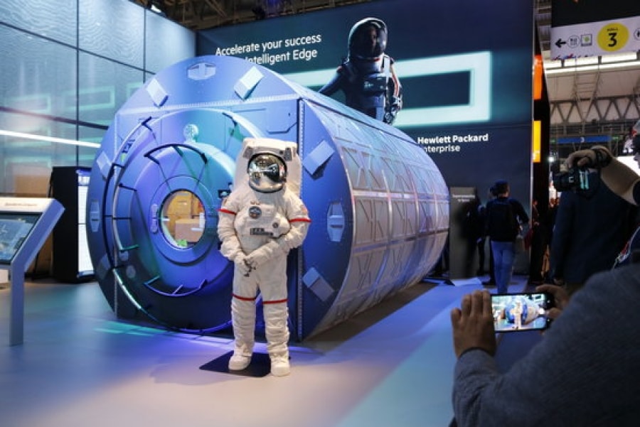 La nau espacial que HP ha portat al Mobile World Congress per mostrar el seu projecte de comunicacions per a una missió a Mart