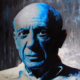Retrat de Picasso exposat al Pati Jaume I de Tarragona