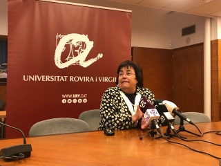 La rectora de la URV, Maria José Figueras, després del Consell de Govern