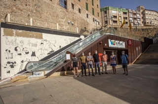 L’alcalde de Tarragona, Pau Ricomà, ha presentat el projecte artístic aquest matí tot visitant el mural ubicat al Barri del Port, acompanyat de membre de l&#039;associació Polígon Cultural