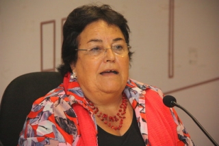 La rectora de la URV, María José Figueras, durant una roda de premsa 