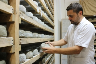 El formatger Josep Martí, president del gremi a Catalunya, fregant uns formatges elaborats a l&#039;empresa familiar que regenta a Albió, nucli de Llorac