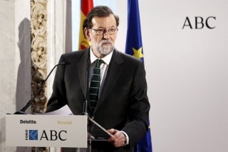 Imatge recent del president espanyol, Mariano Rajoy, a un dinar informatiu 