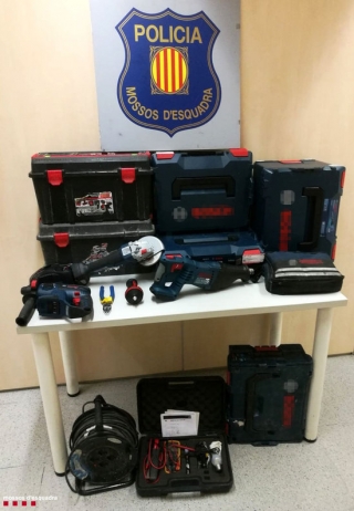 Imatge de les eines robades recuperades pels Mossos d&#039;Esquadra