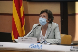 La secretària de Salut Pública, Carmen Cabezas, a la roda de premsa per fer balanç de la situació de la Covid-19 a Catalunya
