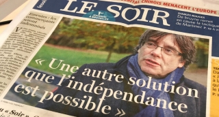 Portada del diari belga &#039;Le Soir&#039;, ahir, amb l&#039;entrevista al president Puigdemont