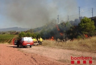 Imatge de l&#039;incendi que es va originar a la zona de la Conca de Barberà 