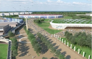Imatge virtual del Palau d&#039;esports, a la vila olímpica dels Jocs Mediterranis