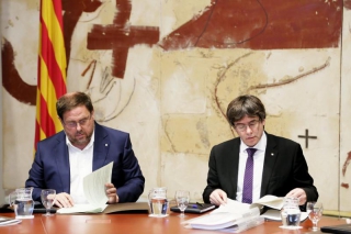 Oriol Junqueras i Carles Puigdemont en una reunió del Consell Executiu del Govern