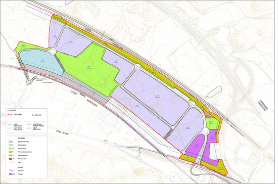 Plànol del polígon logístic de Montblanc on Cimalsa ha posat a la venda les primeres parcel·les: dos solars de 6 i 12 hectàrees. Imatge publicada, el 20 de setembre del 2021