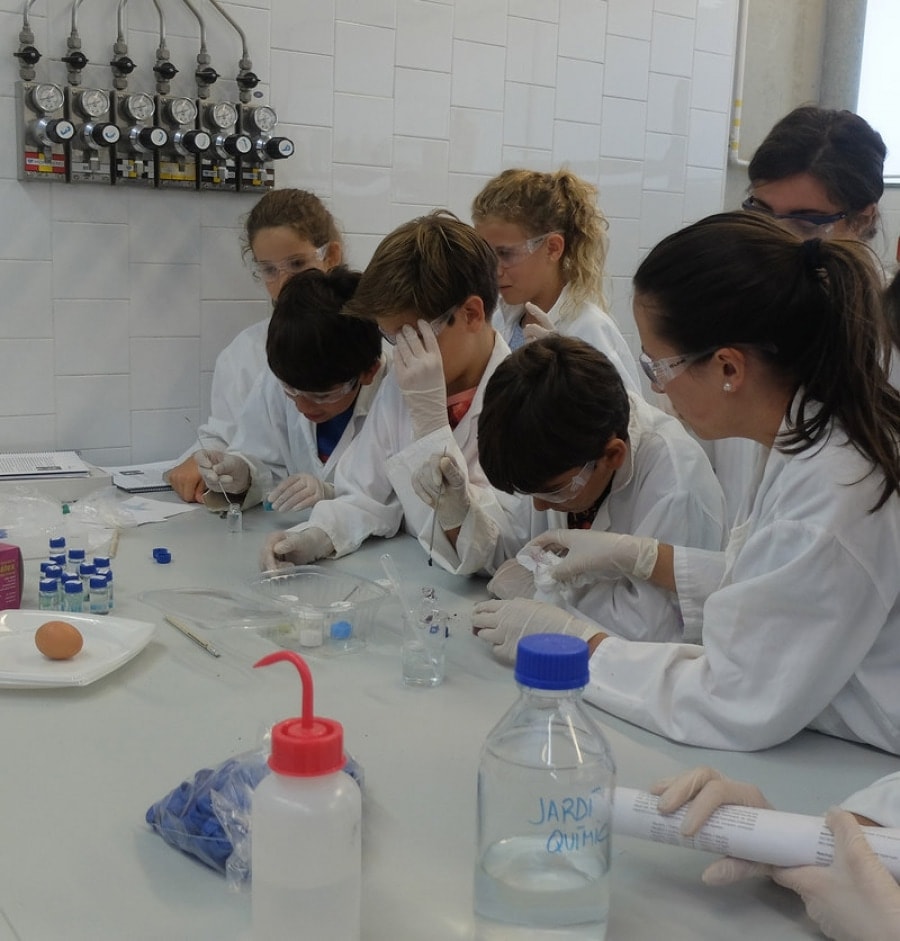 Els alumnes del casal d&#039;estiu de l&#039;ICIQ durant les sessions d&#039;experiments que es duen a terme als laboratoris del centre de recerca
