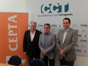  D’esquerra a dreta; el president de CEPTA, J.Antoni Belmonte, el president del Consell del Tarragonès, Pere Virgili, i el vicerector de la URV, Miquel Àngel Bové.