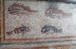 Detall del Mosaic dels Peixos del MNAT, que ha estat restaurat al mateix museu