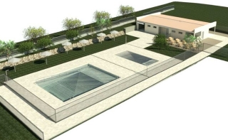 Recreació virtual de la futura piscina d&#039;adults i infantil