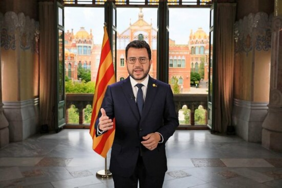 Pere Aragonès, president de la Generalitat, s&#039;adreça a la nació durant el discurs institucional de la Diada del 10 de setembre del 2021